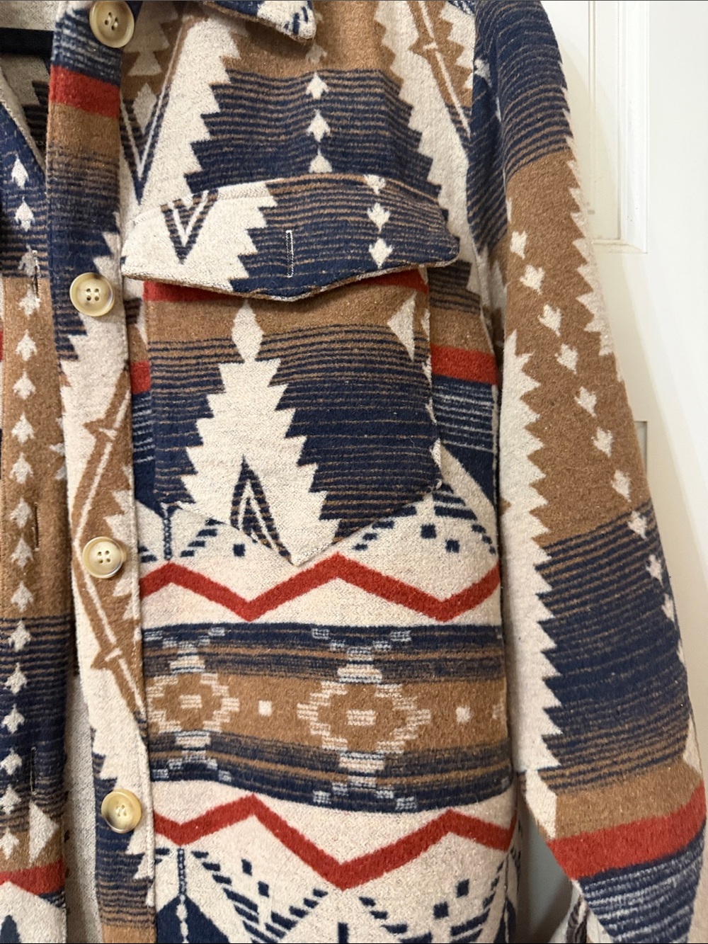 Rust & Navy Patterned Utility Jacket - Unbranded - Picture 2 of 4